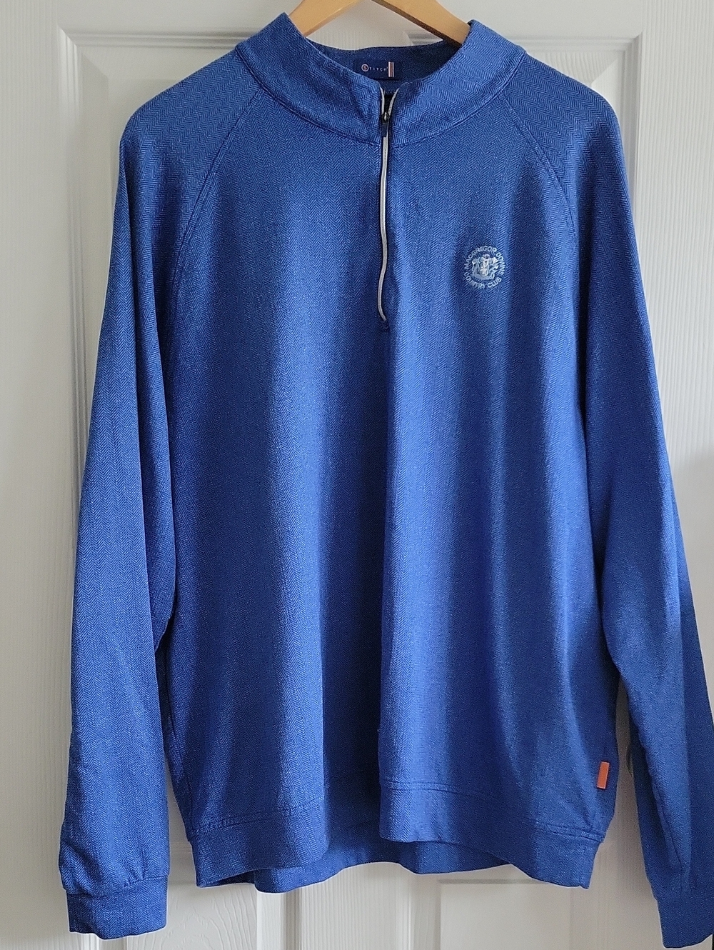 Stitch MacGregor Downs Country Club Golf 1/4 Zip XXL Blue Herringbone LIKE NEW